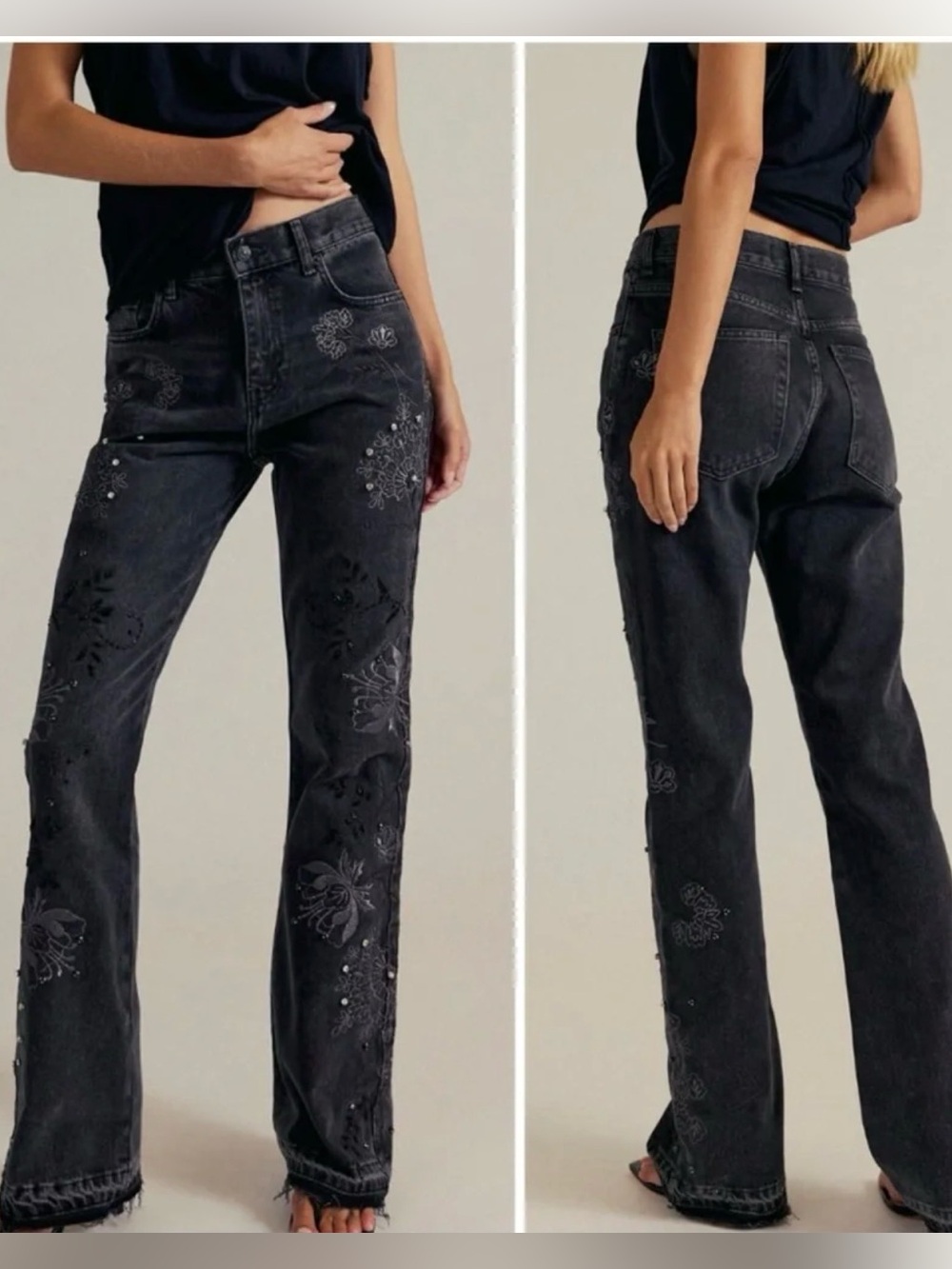 FREE PEOPLE x We The Free Irie Embroidered and Studded Jeans size 26